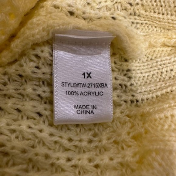 Yellow Oversized V Neck Waffle Sweater 4236 NWT Boutique - Picture 11 of 11